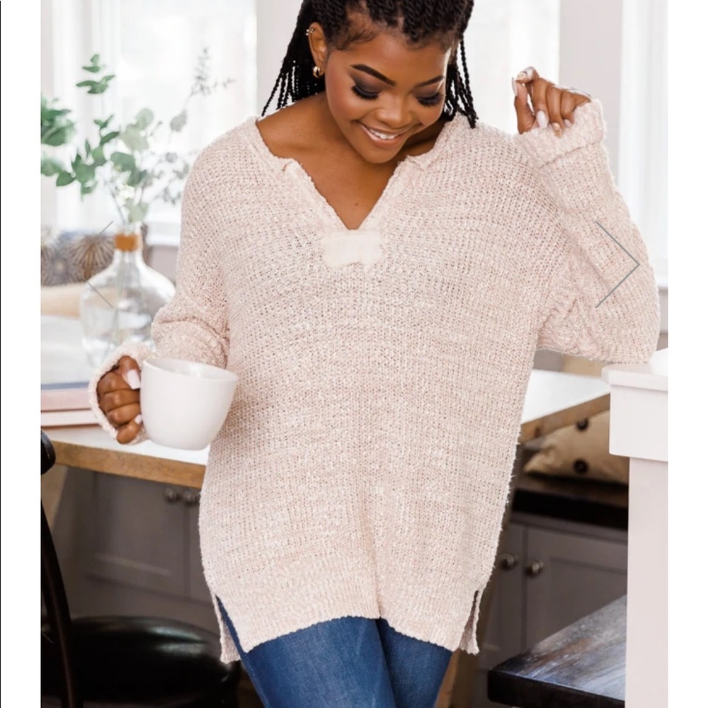 Pink Lily Taupe Sweater